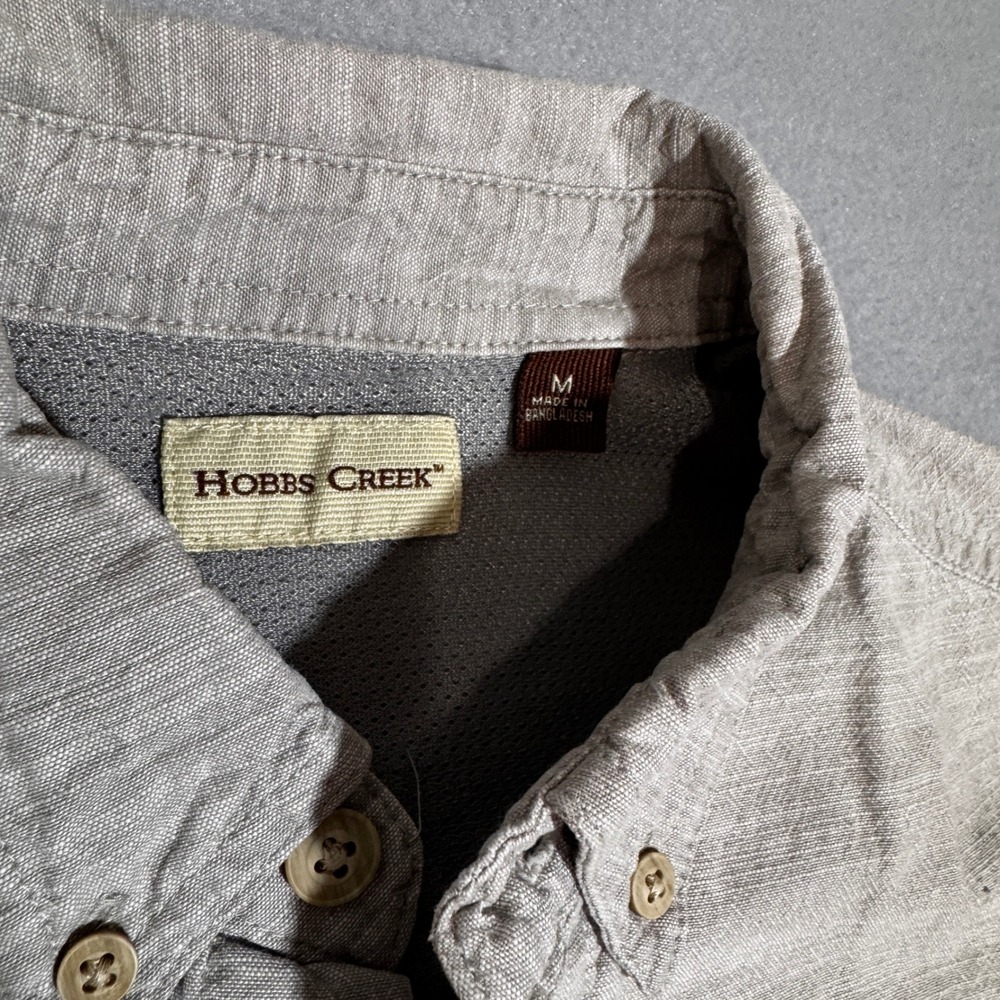 Hobbs Creek Mens Gray Short Sleeve Fishing Shirt Button Down Zip Pocket Medium‎ - Picture 2 of 6